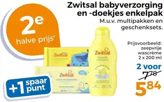 Trekpleister Zwitsal babyverzorging en doekjes enkelpak aanbieding