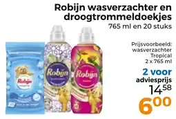 Trekpleister Robijn wasverzachter en droogtrommeldoekjes aanbieding