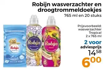 Trekpleister Robijn wasverzachter en droogtrommeldoekjes aanbieding