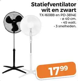 Trekpleister Statiefventilator wit en zwart TX-1608B en PD-3814E aanbieding