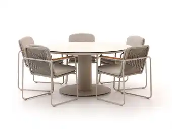 Kees Smit Bellagio Sordio/La Fonte ø 150cm dining tuinset 6-delig stapelbaar aanbieding