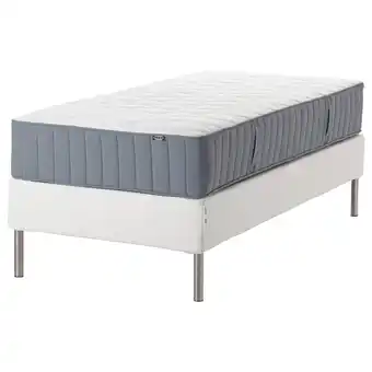 IKEA EspevÄr/vÅgstranda Lattenmatrasbodem met poten, wit/middelhard lichtblauw, 90x200 cm aanbieding