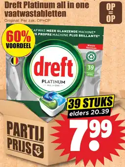 Dirk Dreft Platinum all in one vaatwastabletten aanbieding