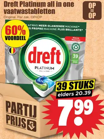 Dirk Dreft Platinum all in one vaatwastabletten aanbieding