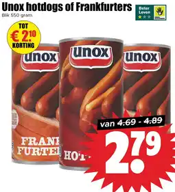 Dirk Unox hotdogs of Frankfurters aanbieding