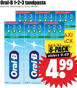 Dirk Oral-B 1-2-3 tandpasta aanbieding