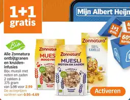 Albert Heijn Alle Zonnatura ontbijtgranen en kruideninfusie aanbieding