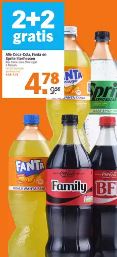 Albert Heijn Alle Coca-Cola, Fanta en Sprite literflessen aanbieding