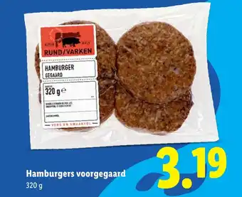 Lidl Hamburgers voorgegaard aanbieding
