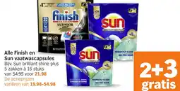 Albert Heijn Alle Finish en Sun vaatwascapsules aanbieding