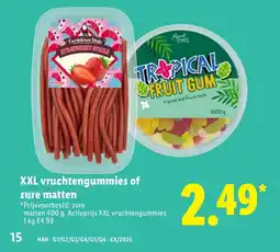 Lidl XXL vruchtengummies of zure matten aanbieding