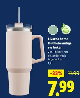 Lidl Livarno home Dubbelwandige rvs beker aanbieding