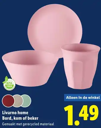 Lidl Livarno home Bord, kom of beker aanbieding