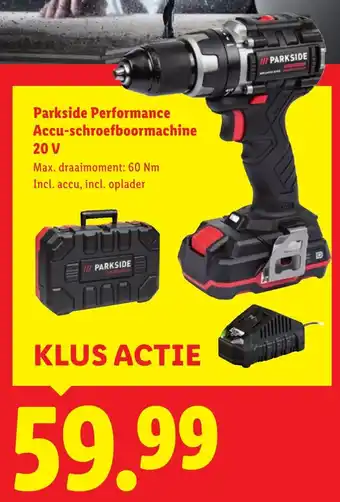Lidl Parkside Performance Accu-schroefboormachine 20 V aanbieding
