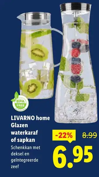 Lidl Livarno home glazen waterkaraf of sapkan aanbieding