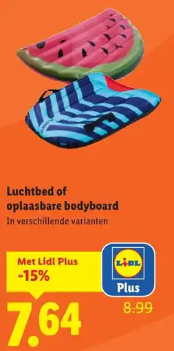 Lidl Luchtbed of oplaasbare bodyboard aanbieding
