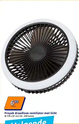 Action Froyak draadloze ventilator met licht aanbieding