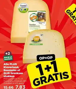 PLUS Alle PLUS Klaverland, Beemster of GIJS Graskaas stukken aanbieding