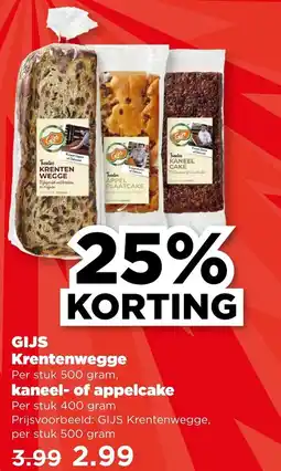 PLUS GIJS Krentenwegge , kaneel of appelcake aanbieding