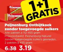 PLUS Peijnenburg Ontbijtkoek zonder toegevoegde suikers aanbieding