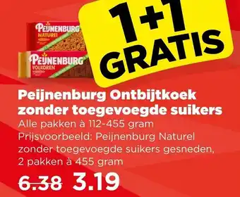 PLUS Peijnenburg Ontbijtkoek zonder toegevoegde suikers aanbieding