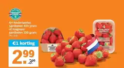 Albert Heijn AH Nederlandse aardbeien 400 gram of magnum aardbeien 350 gram aanbieding