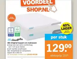 Albert Heijn cloudpillo Alle Original toppers en matrassen aanbieding