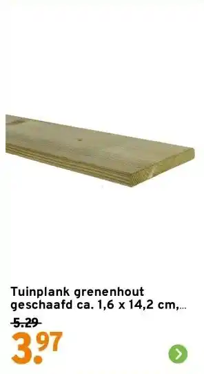 GAMMA Tuinplank grenenhout geschaafd ca. 1,6 x 14,2 cm, lengte ca. 180 cm aanbieding
