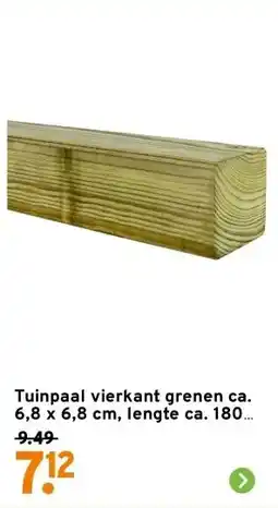 GAMMA Tuinpaal vierkant grenen ca. 6,8 x 6,8 cm, lengte ca. 180 cm aanbieding