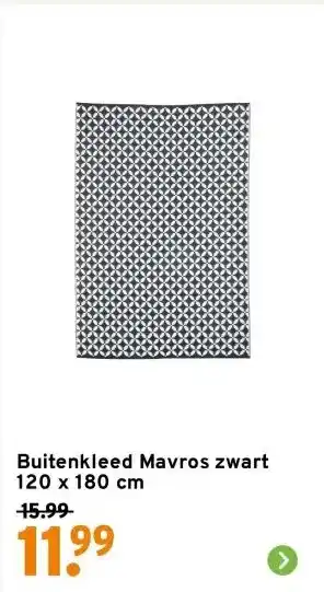GAMMA Buitenkleed Mavros zwart 120 x 180 cm aanbieding