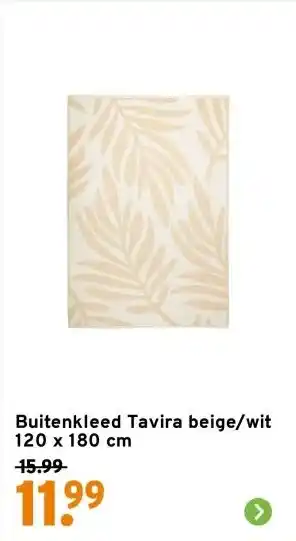 GAMMA Buitenkleed Tavira beige/wit 120 x 180 cm aanbieding