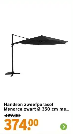 GAMMA Handson zweefparasol Menorca zwart Ø 350 cm met hendel aanbieding