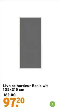 GAMMA Livn rolhordeur Basic wit 105x215 cm aanbieding