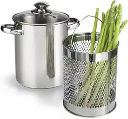 Amazon Asperges Pot RVS Stoomboot Fornuis met Mand en Deksel Pasta 16cm 4L aanbieding