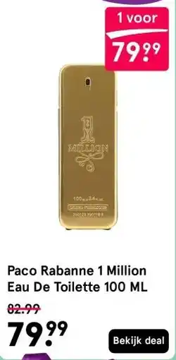 Etos Paco Rabanne 1 Million Eau De Toilette 100 ML aanbieding