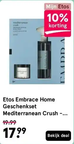 Etos Etos Embrace Home Geschenkset Mediterranean Crush - Geurstokjes - Roomspray aanbieding