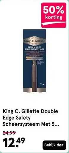 Etos King C. Gillette Double Edge Safety Scheersysteem Met 5 Navulmesjes aanbieding
