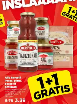 PLUS Alle Bertolli Pasta, pizza, pesto of antipasti aanbieding