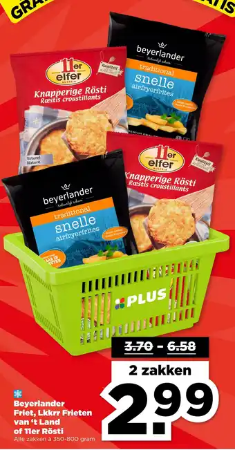 PLUS Beyerlander Friet, Lkkrr Frieten van 't Land of 11er Rösti aanbieding