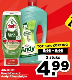 PLUS Alle Dreft Handafwas of Andy Allesreiniger aanbieding
