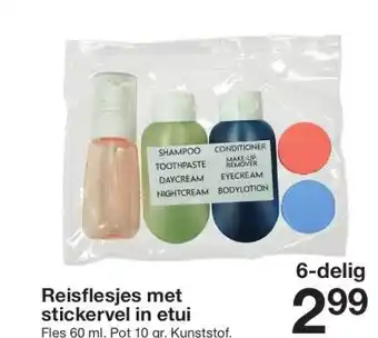 Zeeman Reisflesjes met stickervel in etui aanbieding
