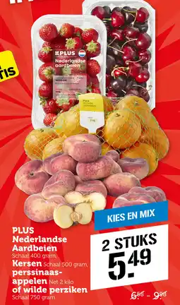 Coop PLUS Nederlandse Aardbeien Kersen perssinaas appelen of wilde perziken aanbieding