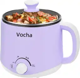 Amazon Vocha Elektrische hete pan met warmhoudfunctie, 1,6 l anti-aanbakpan (Paars) aanbieding