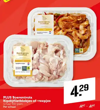 Coop PLUS Boerentrots Kipdijfiletblokjes of reepjes aanbieding