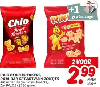 Dekamarkt CHIO HEARTBREAKERS, POM-BÄR OF PARTYMIX ZOUTJES aanbieding