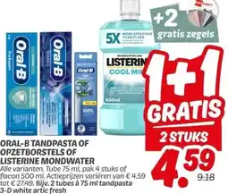 Dekamarkt ORAL-B TANDPASTA OF OPZETBORSTELS OF LISTERINE MONDWATER aanbieding