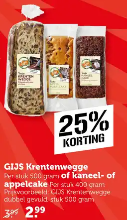 Coop GIJS Krentenwegge of kaneel- of appelcake aanbieding