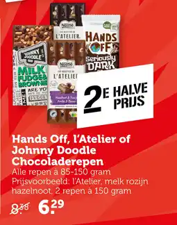 Coop Hands Off, l'Atelier of Johnny Doodle Chocoladerepen aanbieding