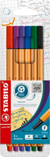 Amazon Fineliner - STABILO point 88-6 stuks - met 6 verschillende kleuren aanbieding