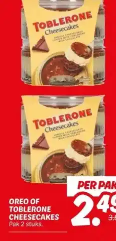 Dekamarkt OREO OF TOBLERONE CHEESECAKES aanbieding